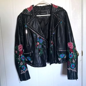 Embroidered Leather Jacket